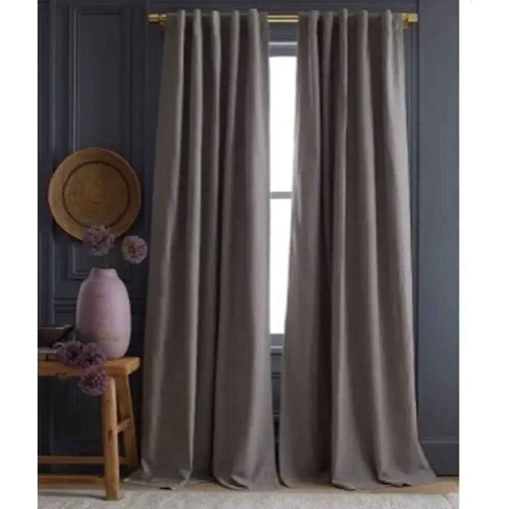 New! Quince European Linen Room Darkening Curtain 48X108